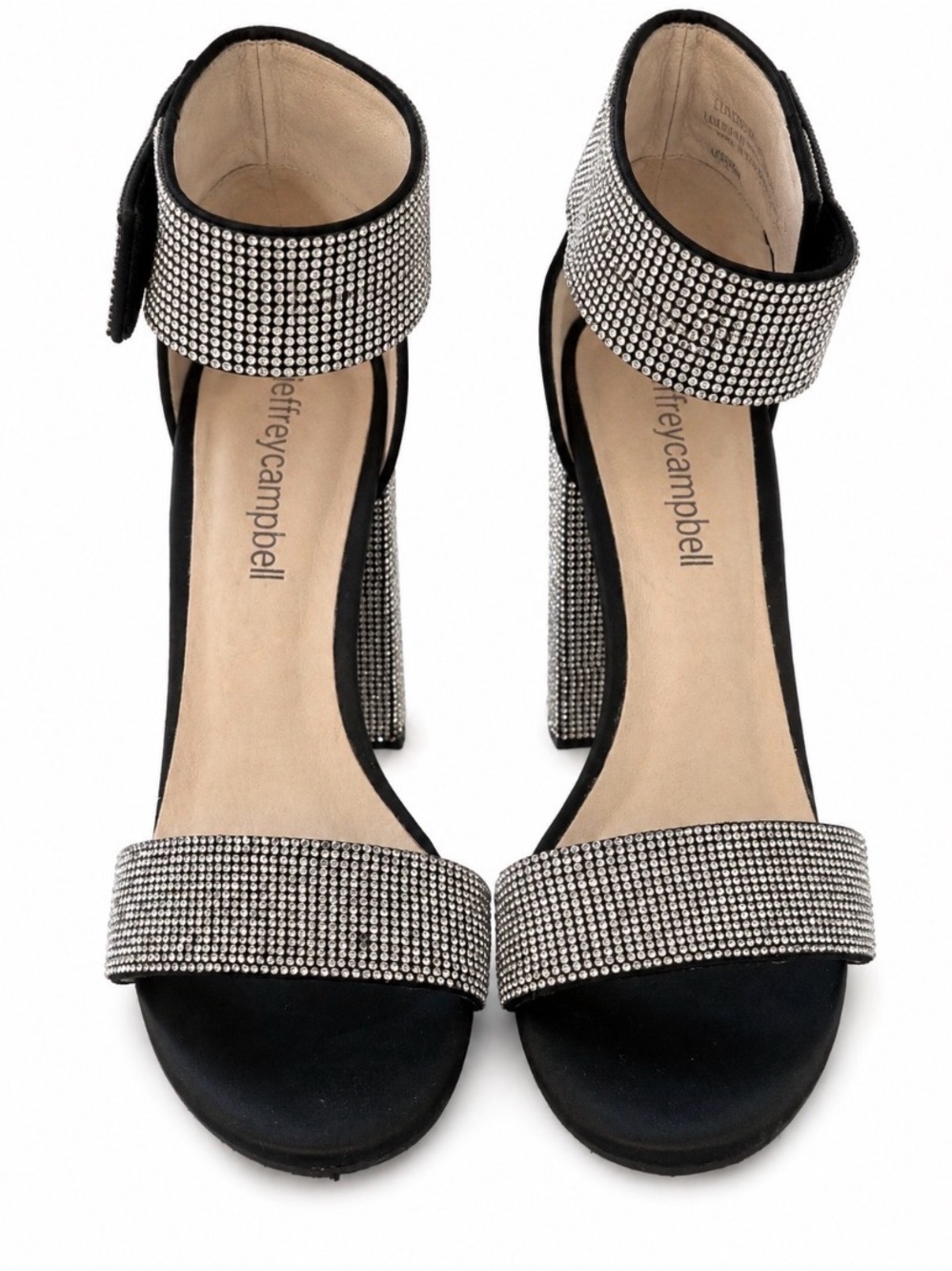 Jeffrey Campbell Lindsay JS Studded Rhinestone Block Heel Sandals Size 5